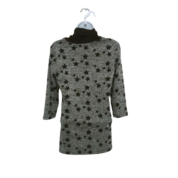 Brochure Knit Sweater/Tunic with Turtleneck Black Gray Stars S - Picture 5 of 7